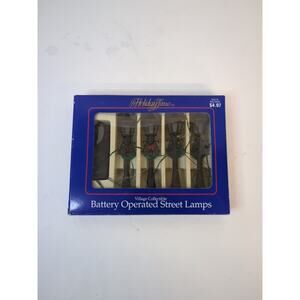 Vintage Village Set of Four Battery Operated Street Lamps Christmas Decorations